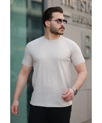 Erkek Kısa Kollu Zigzag Desenli T-shirt