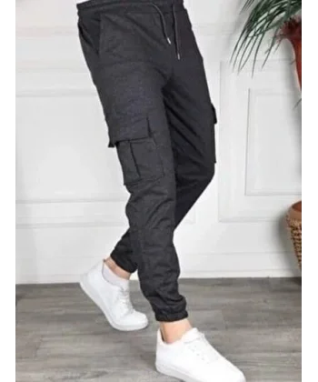 Erkek Komanda Cepli Beli Lastikli Iki Iplik Kumaş Eşofman Altı