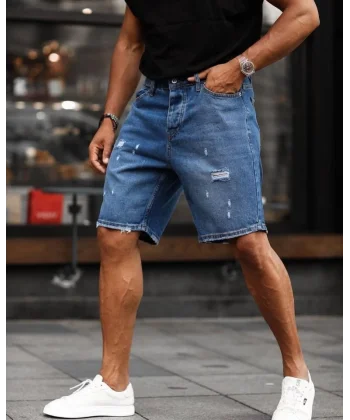 Erkek Mavi Detaylı Şort