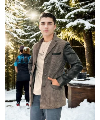 Erkek Nubuk Deri Ceket - Siyah