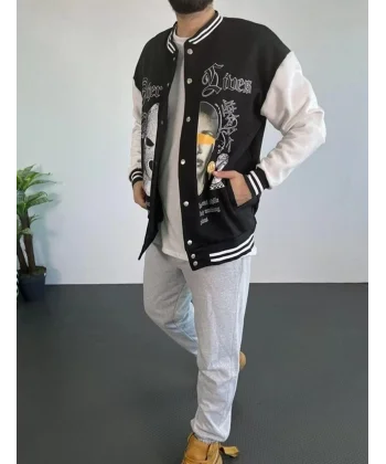 Erkek Oversize Kolej Ceket - Siyah