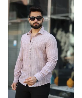 Erkek Pamuklu Çizgi Desenli Gömlek