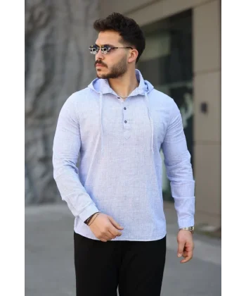 Erkek Pamuklu Kapüşonlu Gömlek