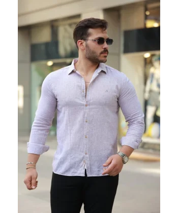 Erkek Pamuklu Keten Gömlek