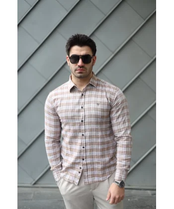 Erkek Pamuklu Keten Kumaş Gömlek