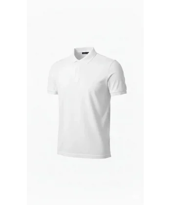 Erkek Pike Kumaş Düğmeli Yaka Regular Fit Günlük Kısa Kol Tişört T-shirt - Beyaz