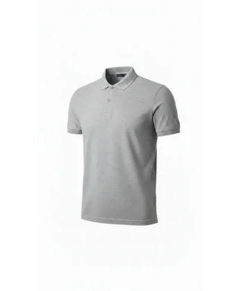 Erkek Pike Kumaş Düğmeli Yaka Regular Fit Günlük Kısa Kol Tişört T-shirt - Gri