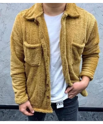 Erkek Polar Düğmeli Hırka - Sarı