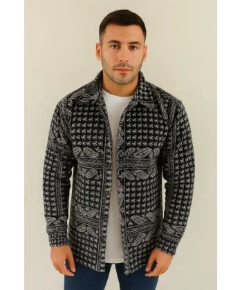 Erkek Polar Fermuarlı Sweatshirt – Kapüşonsuz, Cepli, Yumuşak Dokulu, Oversize Rahat Kalıp, Kışlık Sıcak Tutan Fermuarlı Üst - Siyah