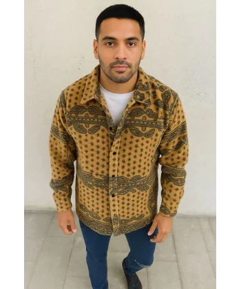 Erkek Polar Fermuarlı Sweatshirt – Kapüşonsuz, Cepli, Yumuşak Dokulu, Oversize Rahat Kalıp, Kışlık Sıcak Tutan Fermuarlı Üst - Sarı