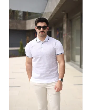 Erkek Polo Yaka Fermuar Detaylı Tişört