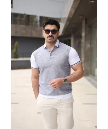 Erkek Polo Yaka Fermuar Detaylı Tişört