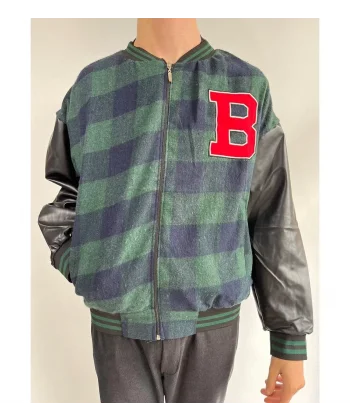 Erkek Pötikare Desen Nakışlı Kolej Ceket - Haki