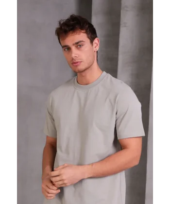 Erkek Relax Fit Bisiklet Yaka %100 Pamuk Rahat Kesim Basic Tişört