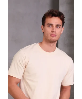 Erkek Relax Fit Bisiklet Yaka %100 Pamuk Rahat Kesim Basic Tişört