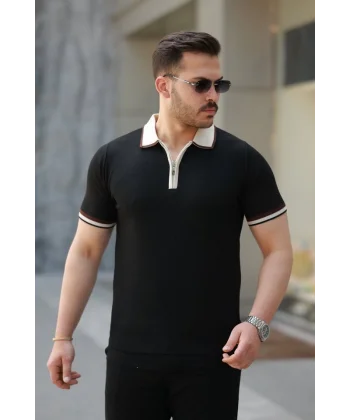 Erkek Renkli Yaka Kısa Kollu Tişört