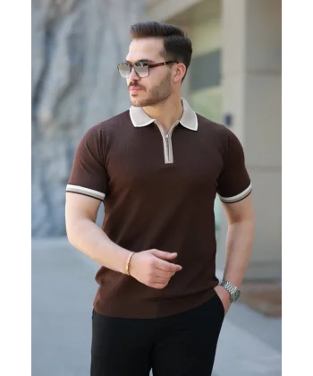 Erkek Renkli Yaka Kısa Kollu Tişört