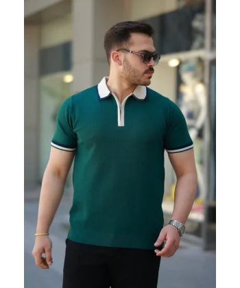 Erkek Renkli Yaka Kısa Kollu Tişört