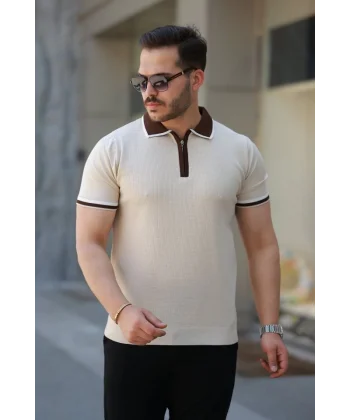 Erkek Renkli Yaka Kısa Kollu Tişört