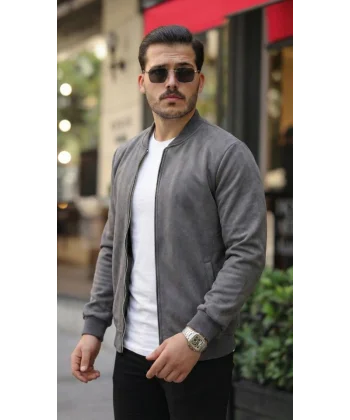 Erkek Scuba Süet Kumaş Bomber Hırka