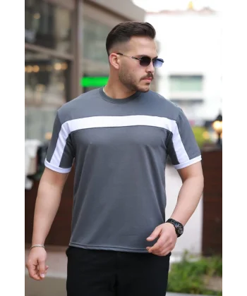 Erkek şerit Detaylı Kısa Kollu T-shirt