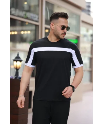 Erkek şerit Detaylı Kısa Kollu T-shirt