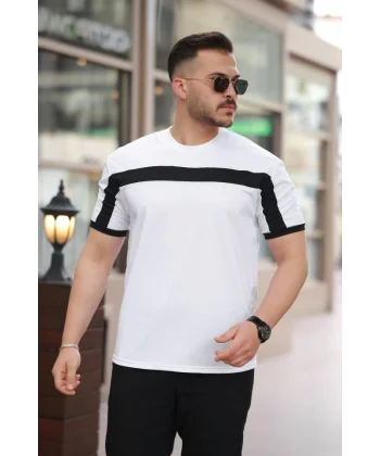 Erkek şerit Detaylı Kısa Kollu T-shirt