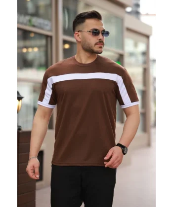 Erkek şerit Detaylı Kısa Kollu T-shirt