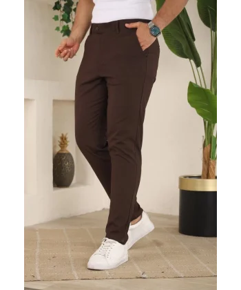 Erkek Slim Fit Likralı Bilek Boy Dilli Kumaş Pantolon