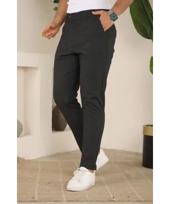 Erkek Slim Fit Likralı Bilek Boy Dilli Kumaş Pantolon