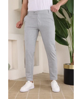 Erkek Slim Fit Likralı Bilek Boy Kumaş Pantolon