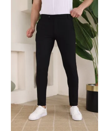 Erkek Slim Fit Likralı Bilek Boy Kumaş Pantolon