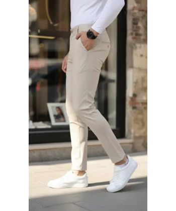 Erkek Slim Fit Likralı Gabardin Pantolon