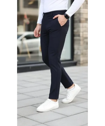 Erkek Slim Fit Likralı Gabardin Pantolon