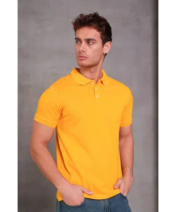 Erkek Slim Fit Pamuklu Yumuşak Doku Nefes Alan Kumaş Yakalı Tişört