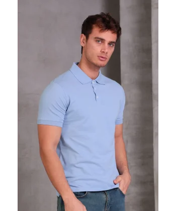 Erkek Slim Fit Pamuklu Yumuşak Doku Nefes Alan Kumaş Yakalı Tişört