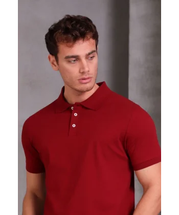 Erkek Slim Fit Pamuklu Yumuşak Doku Nefes Alan Kumaş Yakalı Tişört