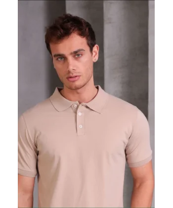 Erkek Slim Fit Pamuklu Yumuşak Doku Nefes Alan Kumaş Yakalı Tişört