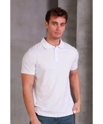 Erkek Slim Fit Pamuklu Yumuşak Doku Nefes Alan Kumaş Yakalı Tişört