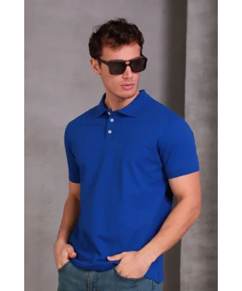 Erkek Slim Fit Pamuklu Yumuşak Doku Nefes Alan Kumaş Yakalı Tişört