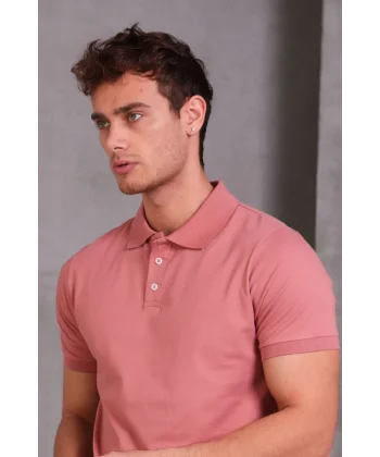 Erkek Slim Fit Pamuklu Yumuşak Doku Nefes Alan Kumaş Yakalı Tişört