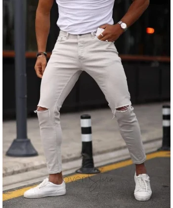 Erkek Taş Yırtık Detaylı Skinny Jean