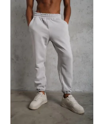 Erkek Üç İplik Alt Eşofman Lastikli - Gri