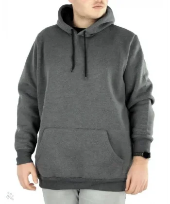 Erkek Uzun Kol Kapşonlu Basic Sweatshirt hoodie - Füme