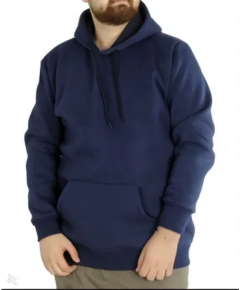 Erkek Uzun Kol Kapşonlu Basic Sweatshirt hoodie - Lacivert