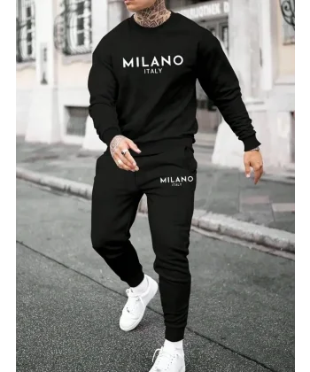 Erkek Uzun Kollu Baskı Detaylı Iki Iplik Takım