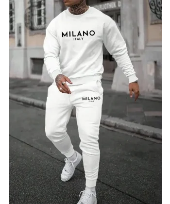 Erkek Uzun Kollu Baskı Detaylı Iki Iplik Takım