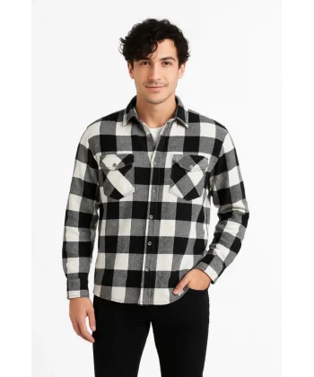 Erkek Uzun Kollu Oduncu Gömlek - Siyah