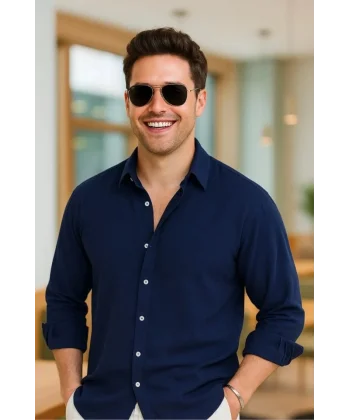 Erkek Uzun Kollu Regular Sofya Keten Gömlek