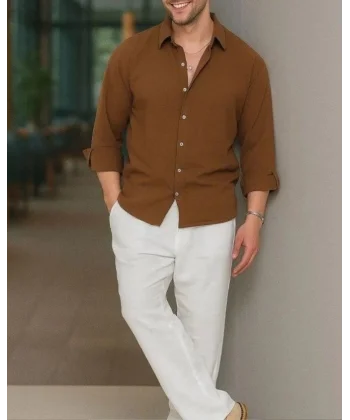 Erkek Uzun Kollu Regular Sofya Keten Gömlek